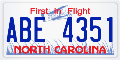 NC license plate ABE4351