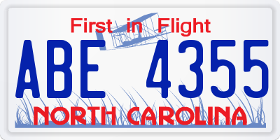 NC license plate ABE4355