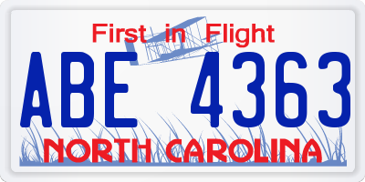 NC license plate ABE4363