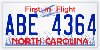 NC license plate ABE4364