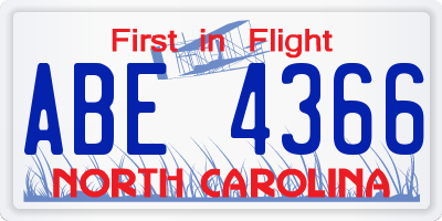 NC license plate ABE4366