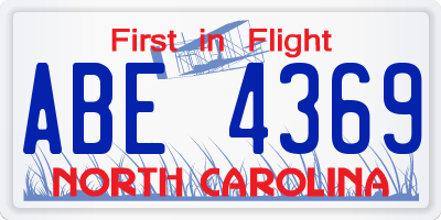 NC license plate ABE4369
