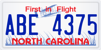NC license plate ABE4375