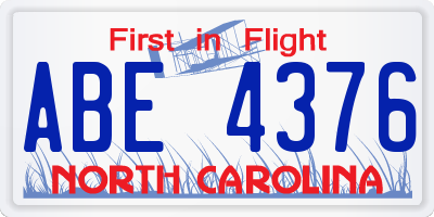 NC license plate ABE4376