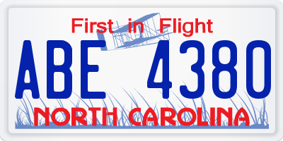 NC license plate ABE4380