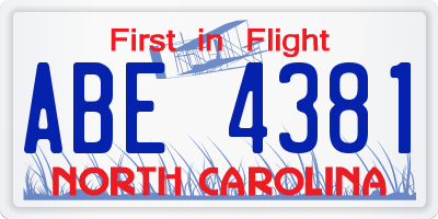 NC license plate ABE4381