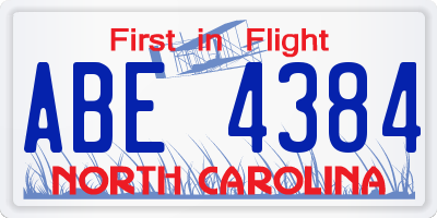NC license plate ABE4384