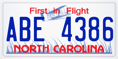 NC license plate ABE4386