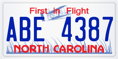 NC license plate ABE4387