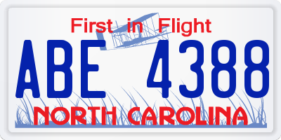 NC license plate ABE4388