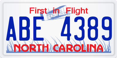 NC license plate ABE4389