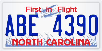 NC license plate ABE4390
