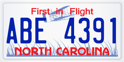 NC license plate ABE4391
