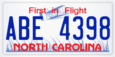NC license plate ABE4398