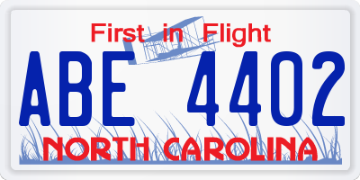 NC license plate ABE4402