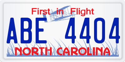 NC license plate ABE4404