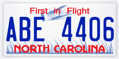 NC license plate ABE4406