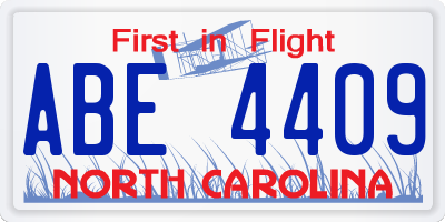 NC license plate ABE4409