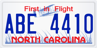 NC license plate ABE4410