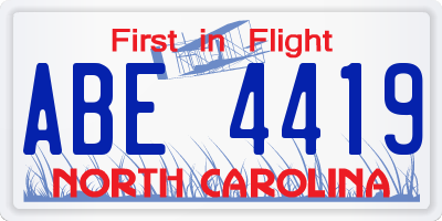 NC license plate ABE4419