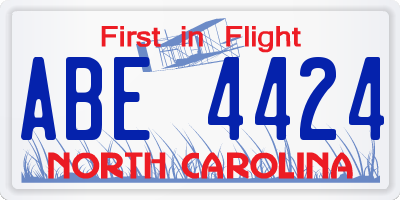NC license plate ABE4424