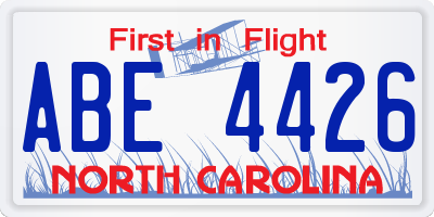 NC license plate ABE4426