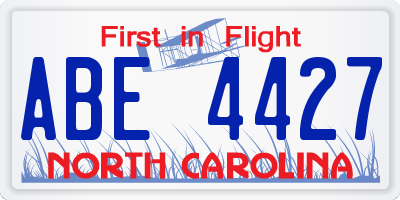 NC license plate ABE4427