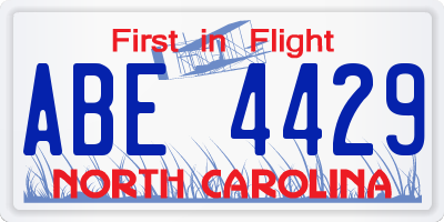 NC license plate ABE4429