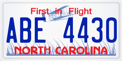 NC license plate ABE4430