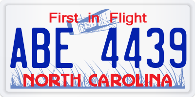 NC license plate ABE4439
