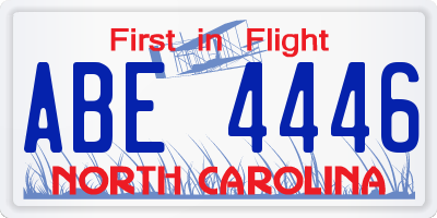NC license plate ABE4446