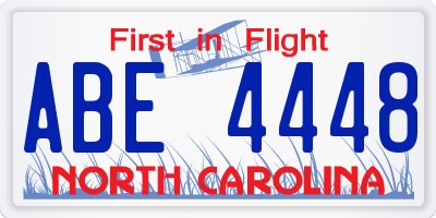 NC license plate ABE4448