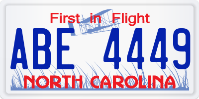 NC license plate ABE4449
