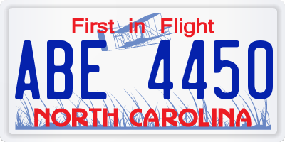 NC license plate ABE4450