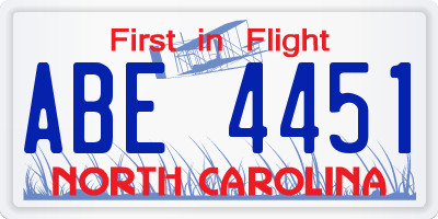 NC license plate ABE4451