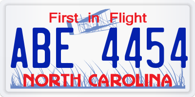 NC license plate ABE4454