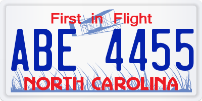 NC license plate ABE4455