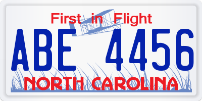 NC license plate ABE4456