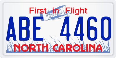 NC license plate ABE4460