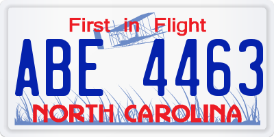 NC license plate ABE4463