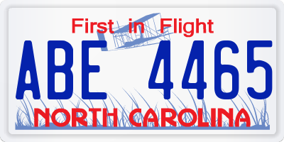 NC license plate ABE4465