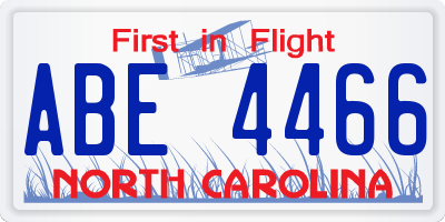 NC license plate ABE4466