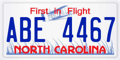 NC license plate ABE4467