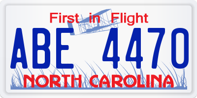 NC license plate ABE4470