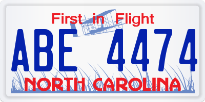NC license plate ABE4474