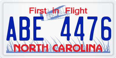 NC license plate ABE4476