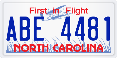 NC license plate ABE4481
