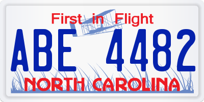 NC license plate ABE4482