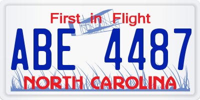 NC license plate ABE4487