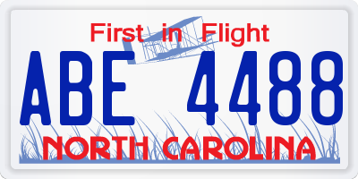 NC license plate ABE4488